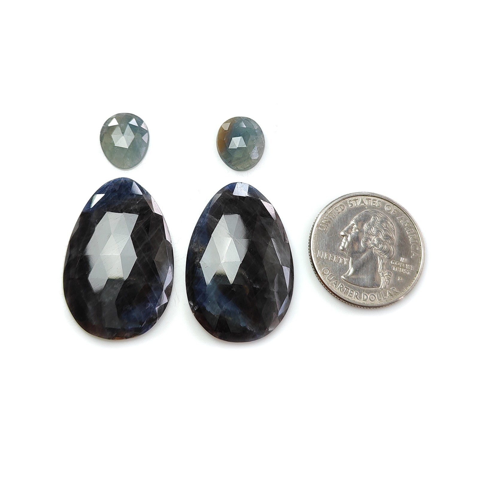 74.70ct Natural Multi Sapphire Gemstone Rose Cut Slices Fancy 12.5*10.mm-33*22mm