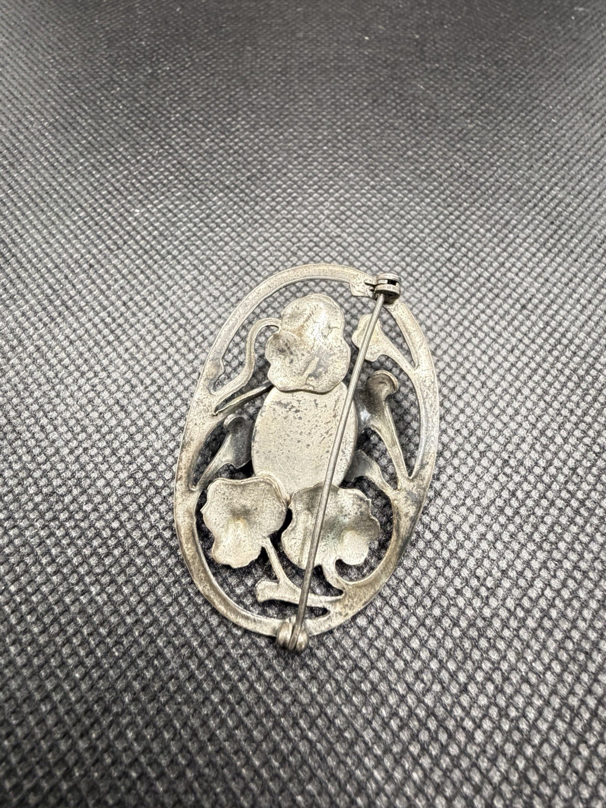 Vtg Art Nouveau 800 Silver Oval Cabochon Butterscotch Egg Yolk Amber Brooch Test