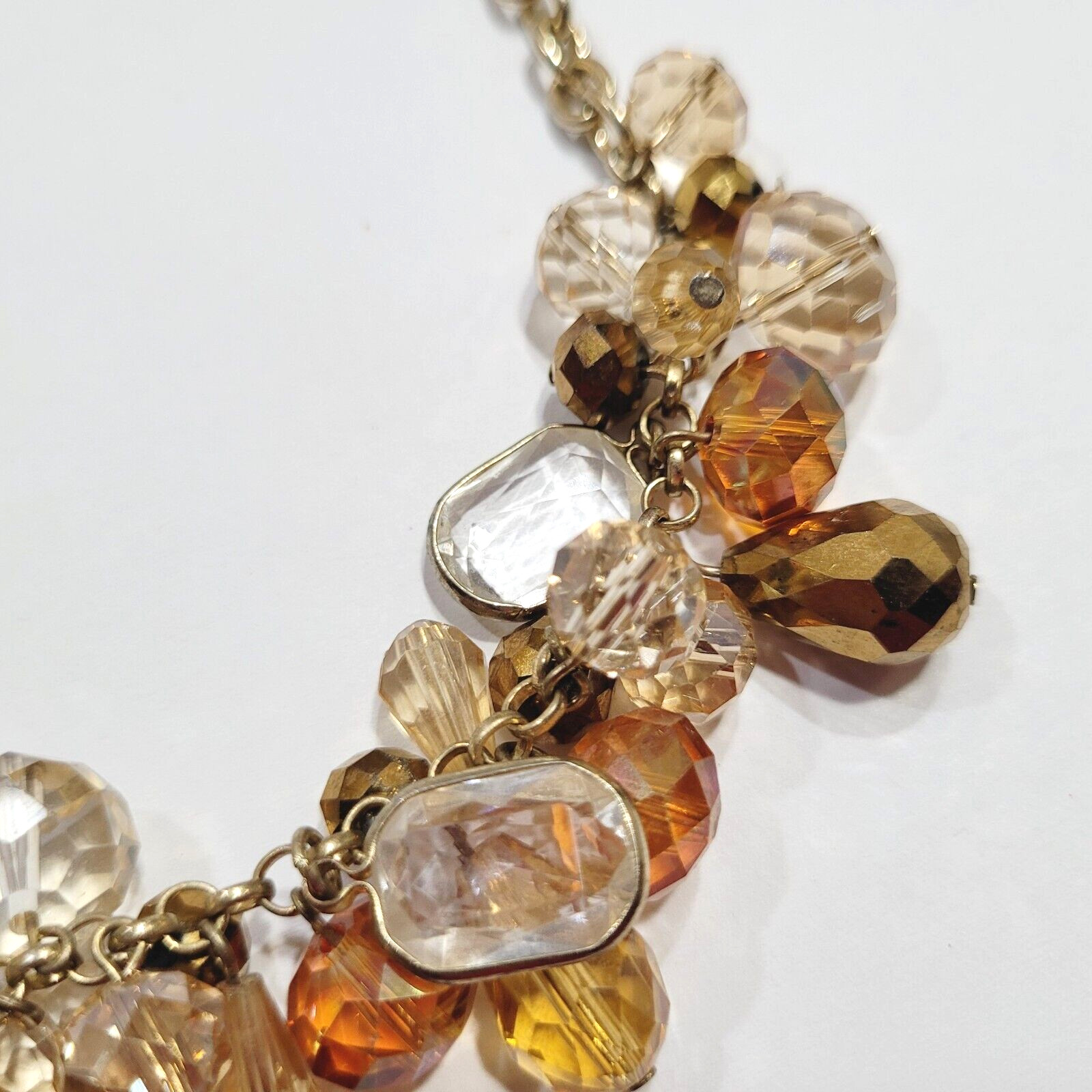 Chunky Cluster Statement Multi Colored Faceted Glass Charm Drop Necklace 21 Inch