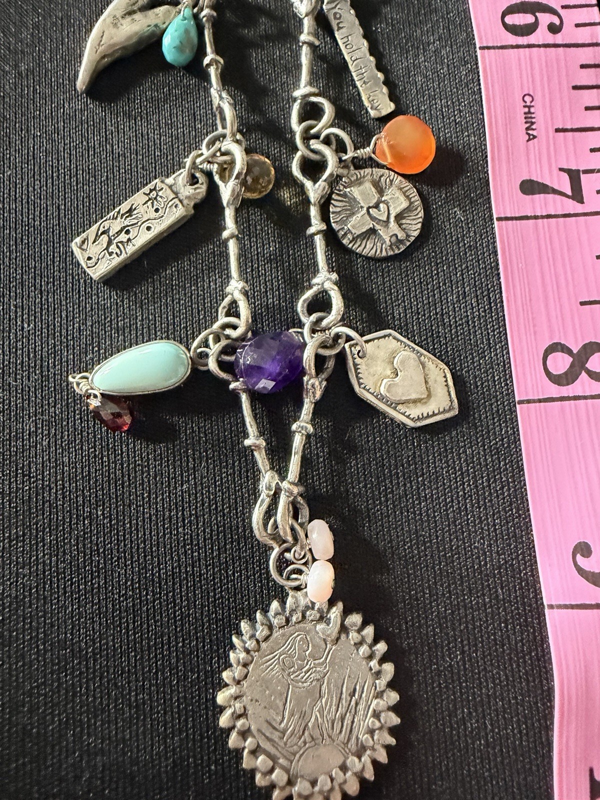 Jes Maharry Necklace, Only Love Charms, Gemstones, and Sterling Silver