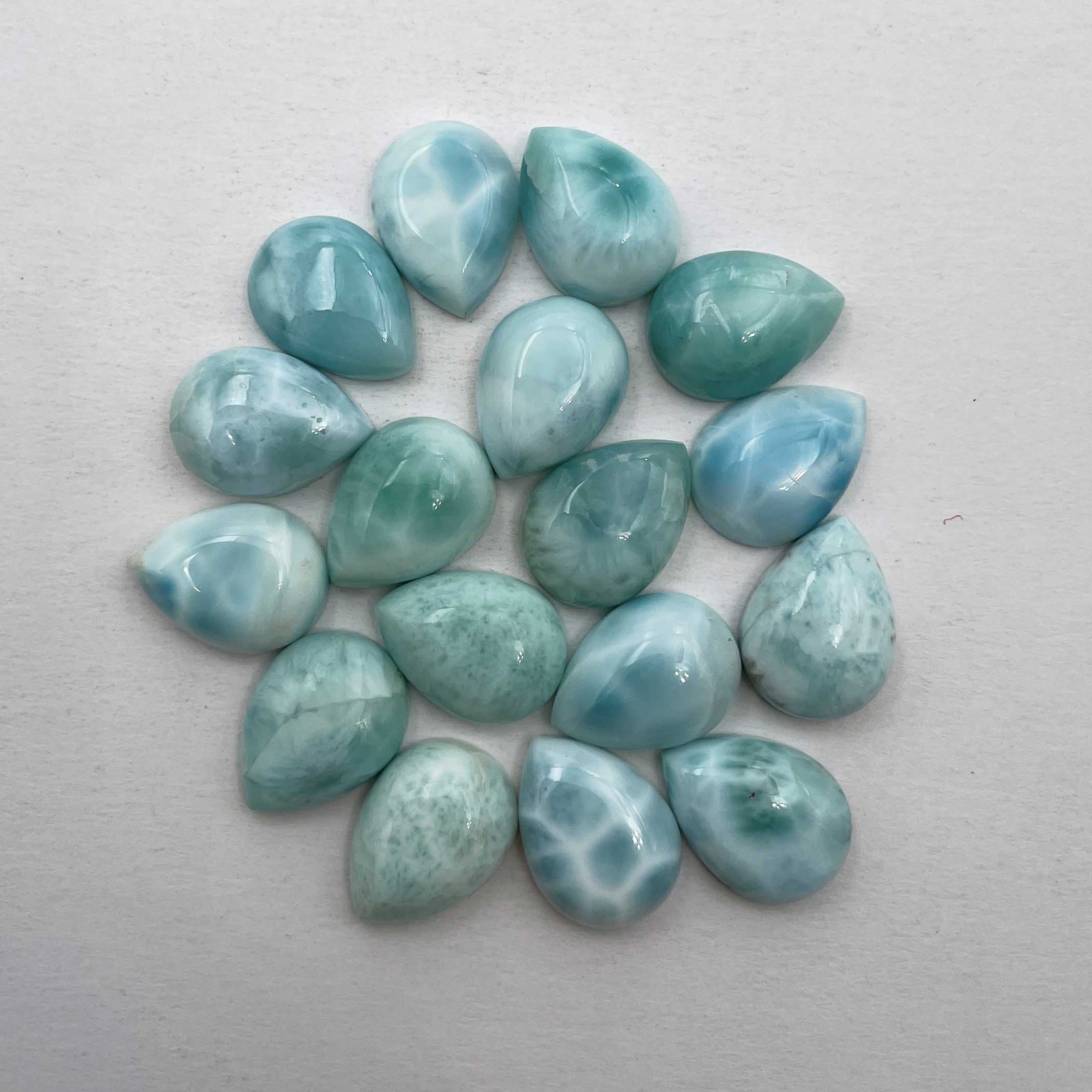 Natural Larimar Pear Cabochon Loose Gemstone Lot 11 Pcs 12*16 MM 105 CT