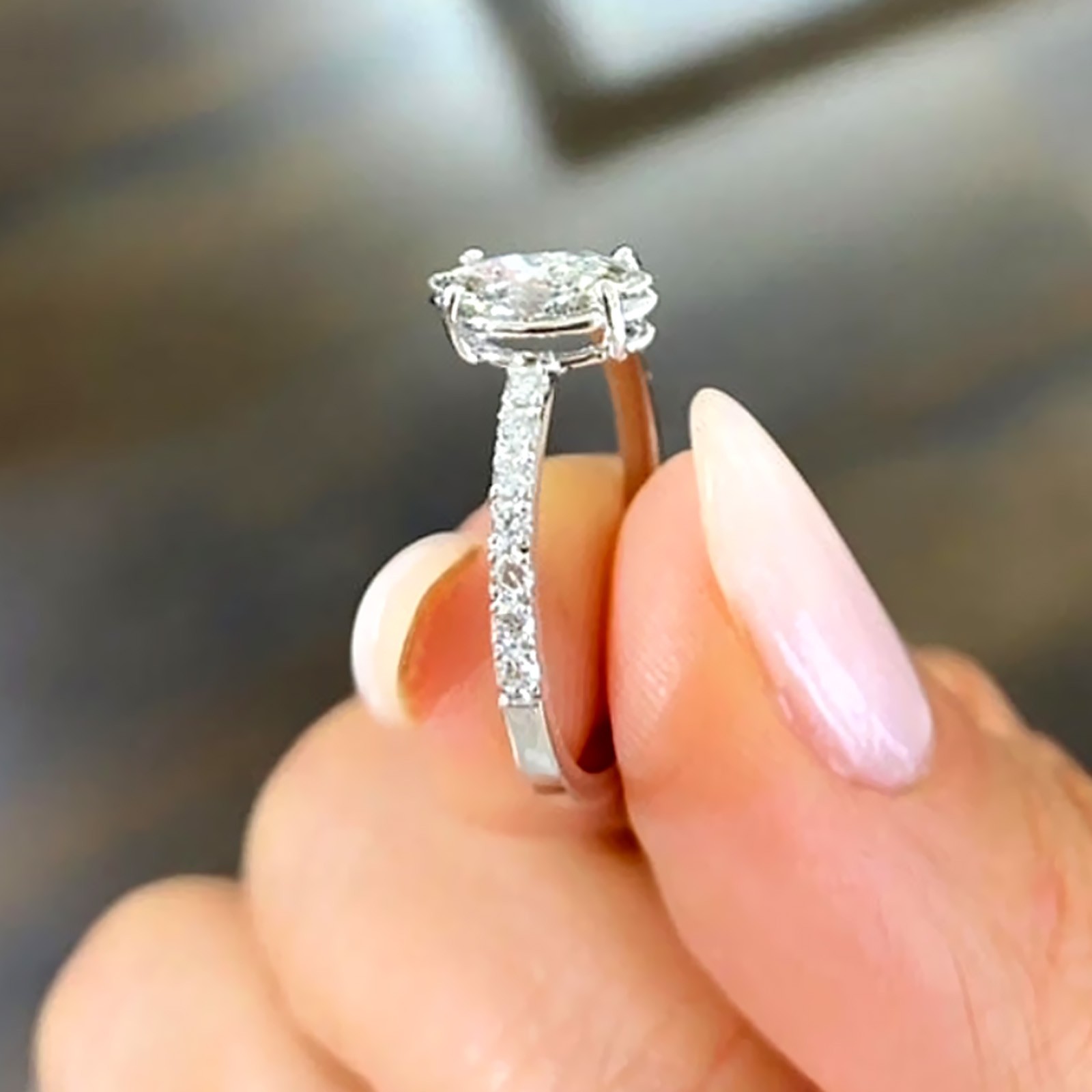 Diamond Ring Gold Lab Grown Designer Marquise Cut 18k White GLI E F 0.89 Carat
