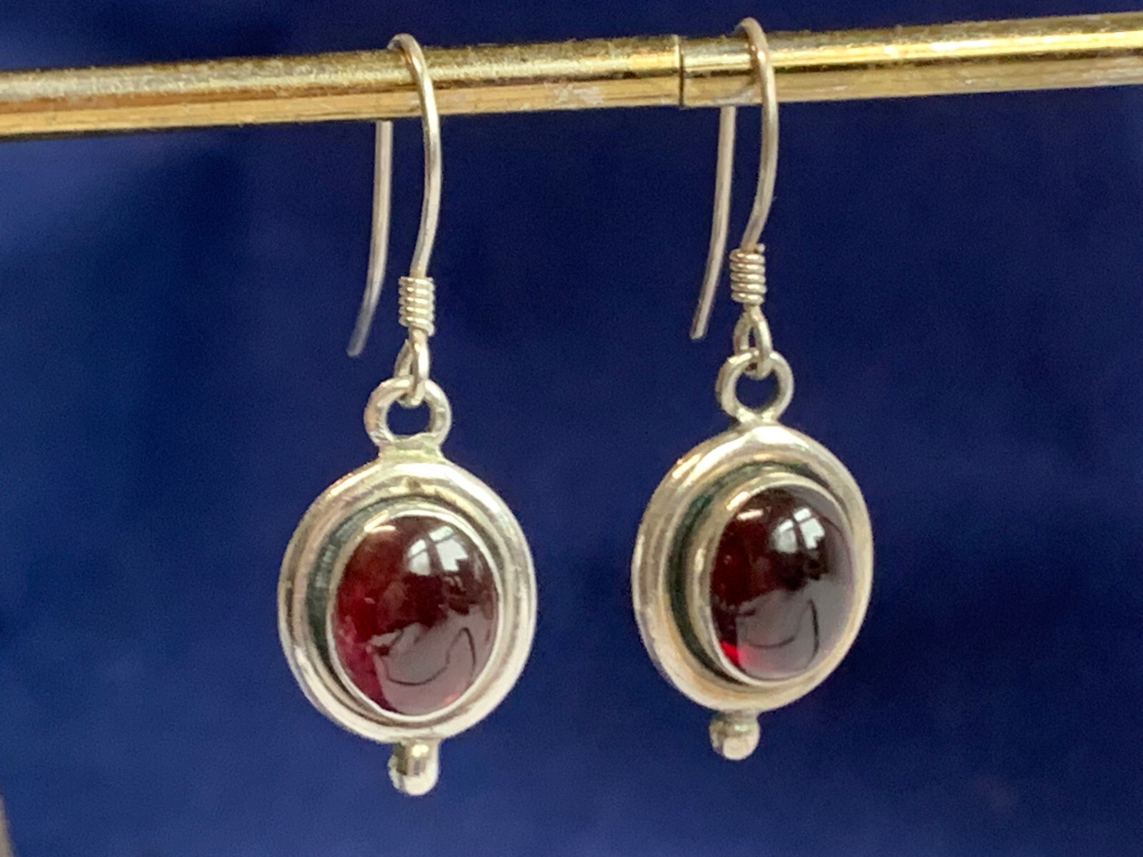 Sterling Silver Dangle Earrings 5.59g Fine Jewelry Dangle Garnet Color Stones