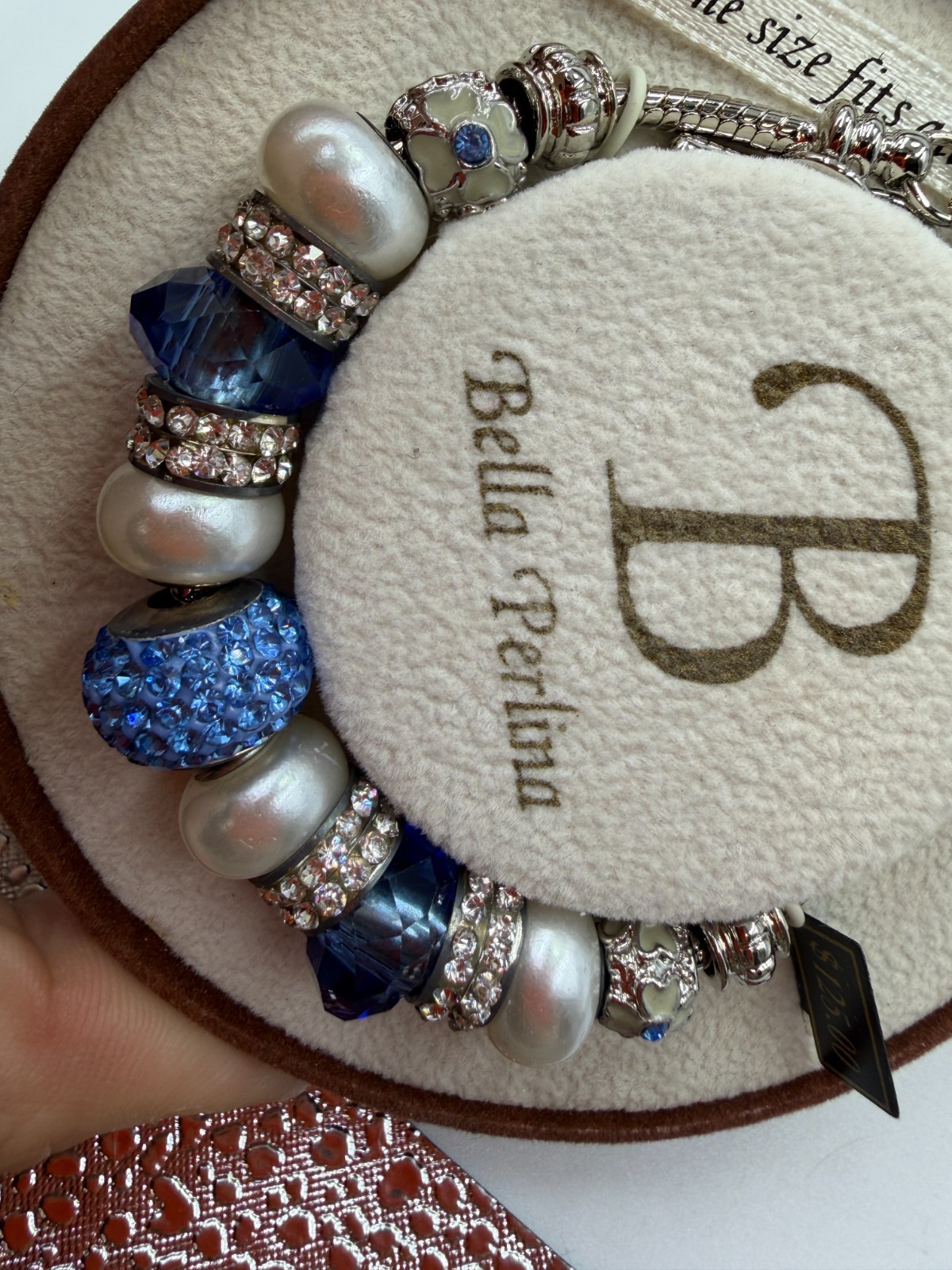 Bella Perlina Sliding Charm Bracelet Blue Crystal In Box One Size