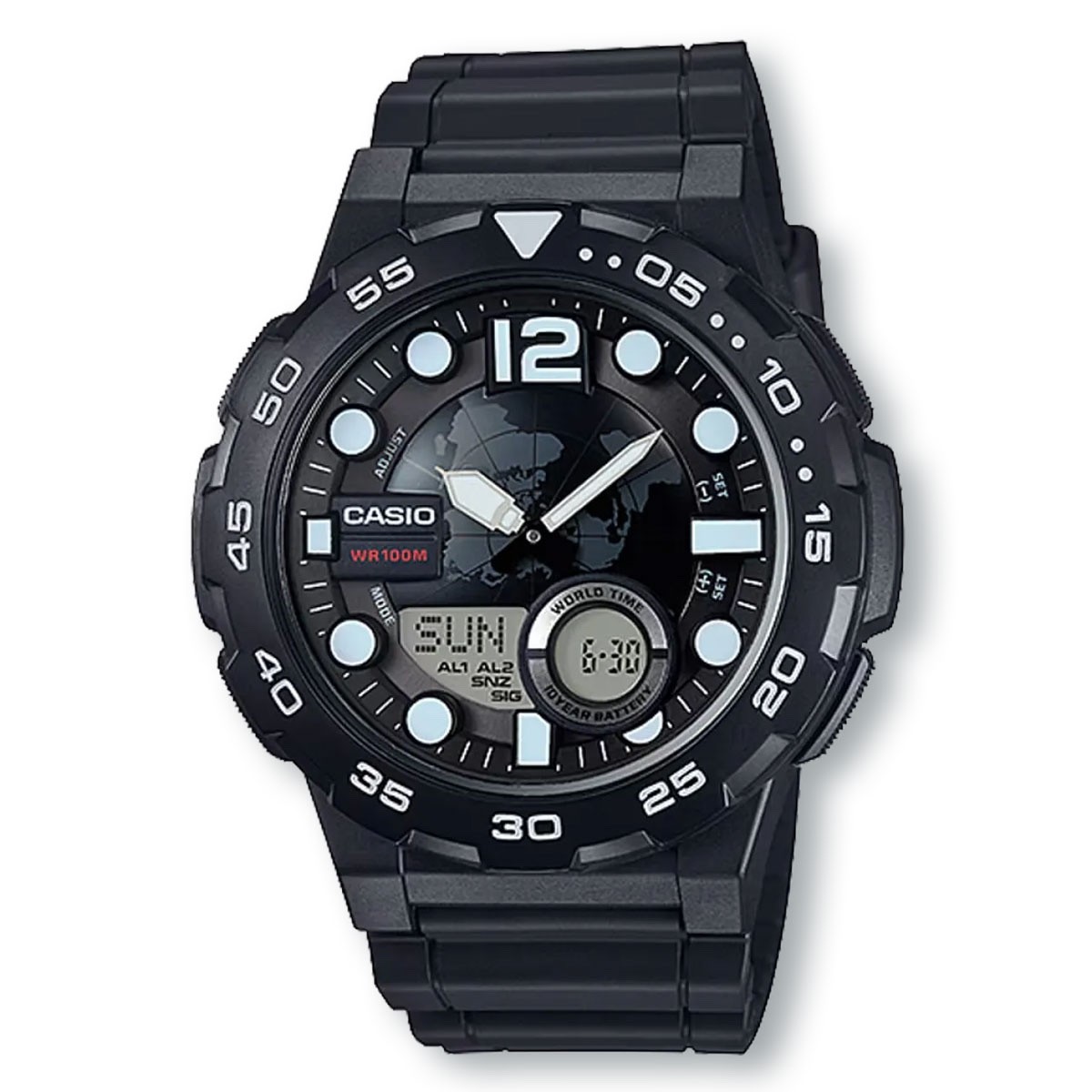CASIO AEQ100W-1A Analog/Digital Combination Black Watch