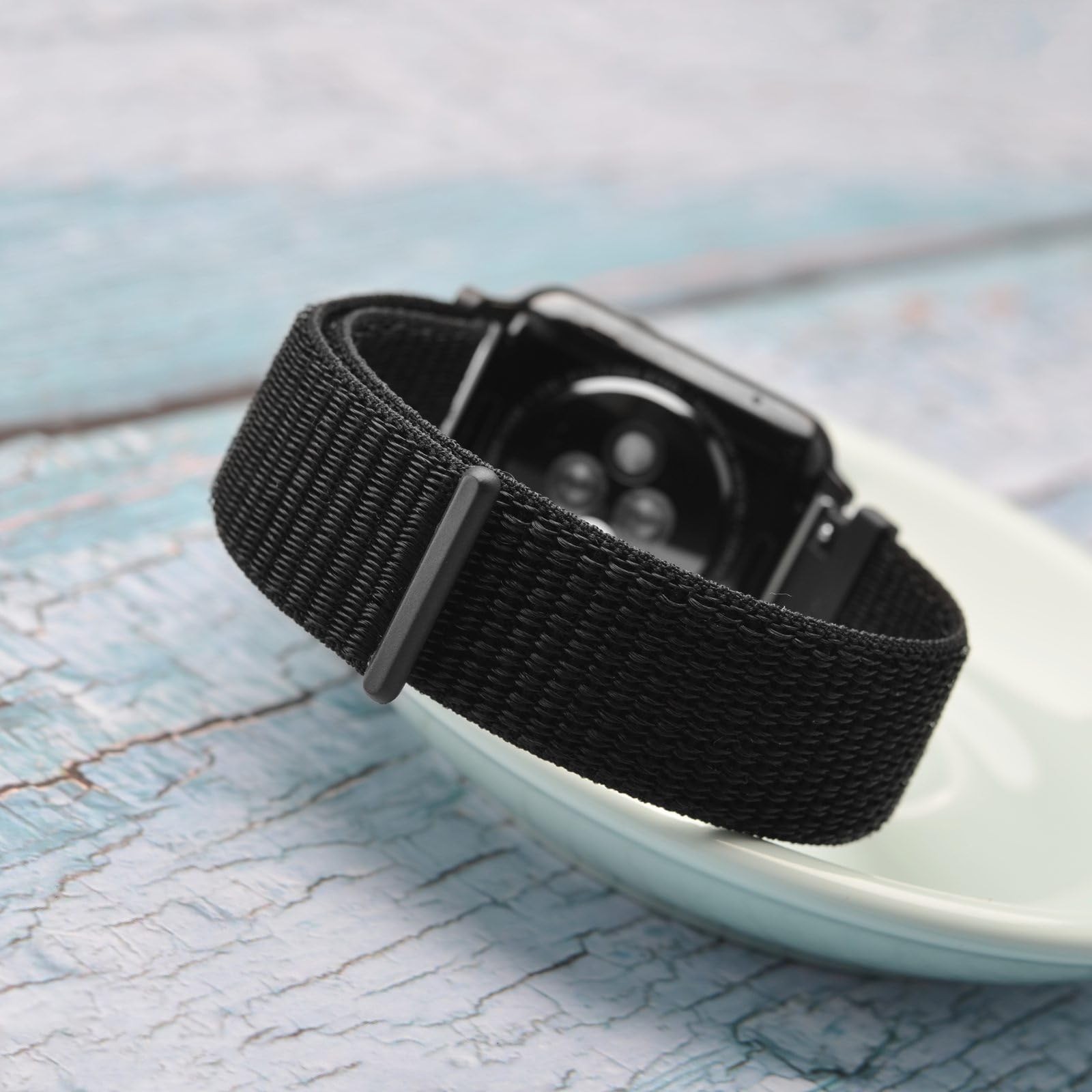 WOCCI 22mm Adjustable Nylon Watch Band, Quick Release Sport Loop Strap (Black)