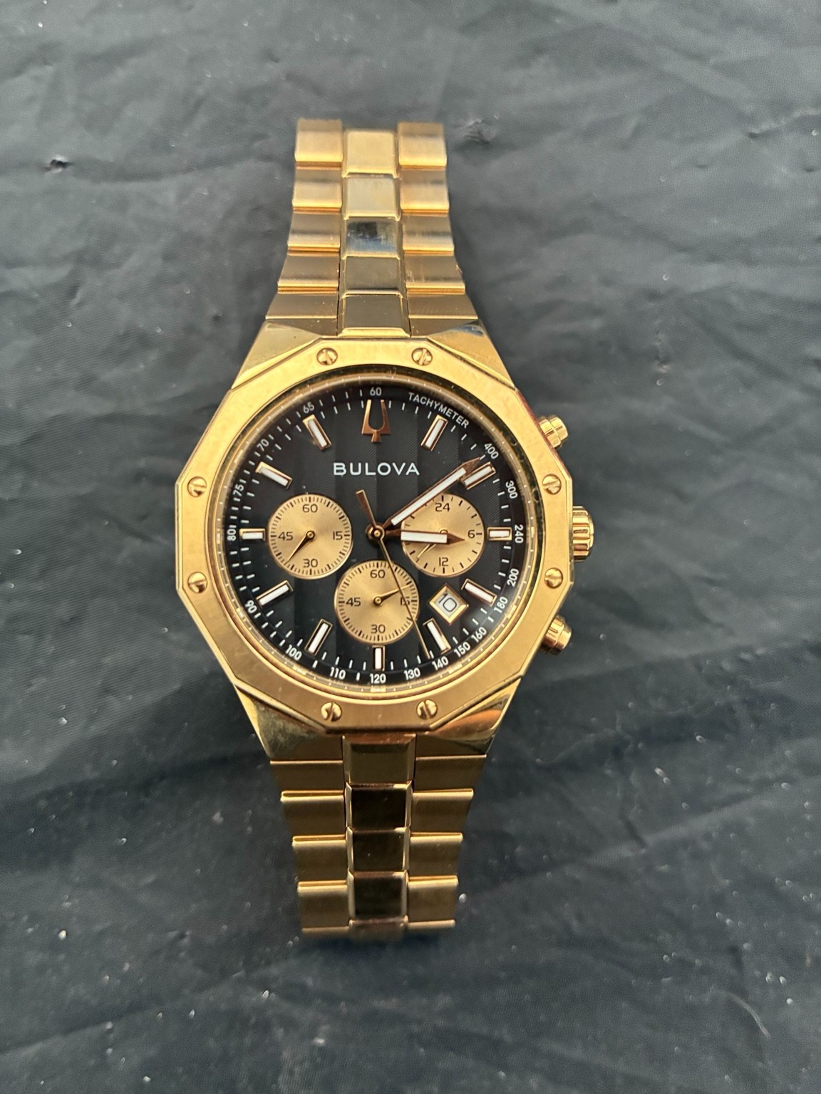 Bulova Prestige Classic Men’s Black Dial Gold-Tone Quartz Watch 97B232