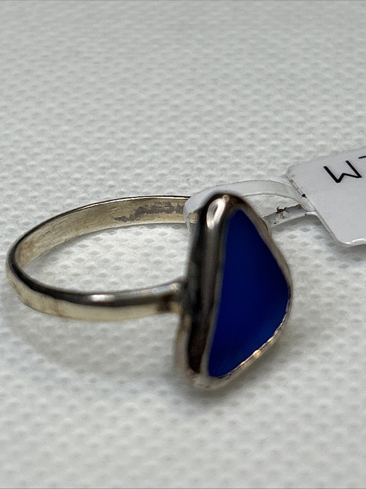 Salty Gem Blue Sea Glass Ring Sz9 Sterling Silver
