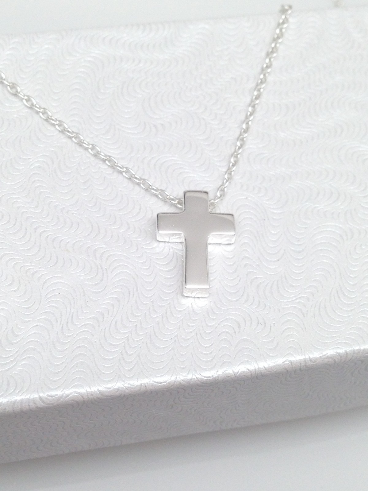 Sterling Silver 925 Small Tiny Plain Cross Pendant Necklace Slide 11mm 18″ Women
