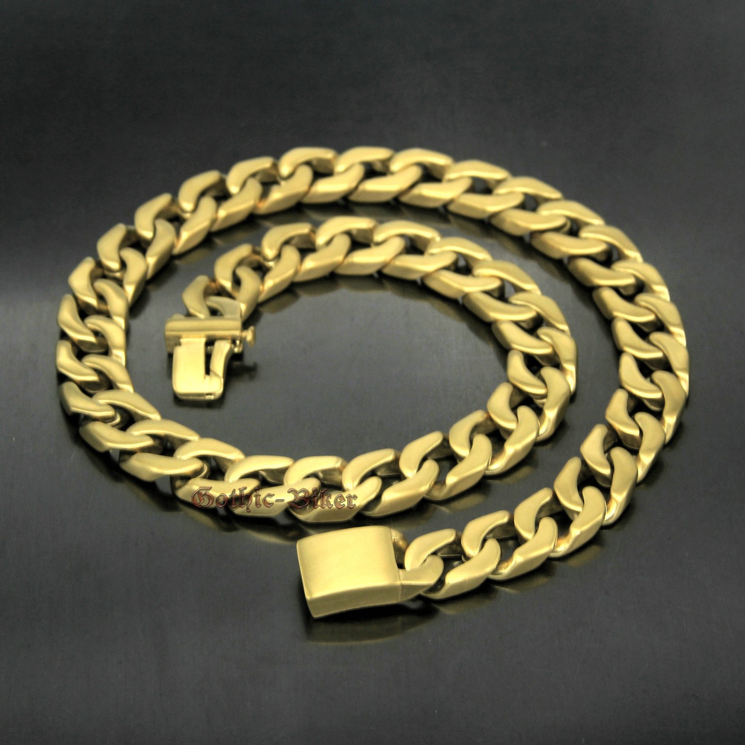 Heavy Men Cuban Curb Chain Stainless Steel Necklace Brush Matte 13mm Silver/Gold