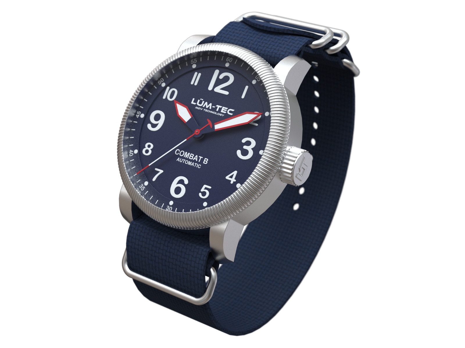 Lum-Tec Combat B70 Automatic watch, 43mm, 2-yr warranty, USA Made, 2 straps, NIB