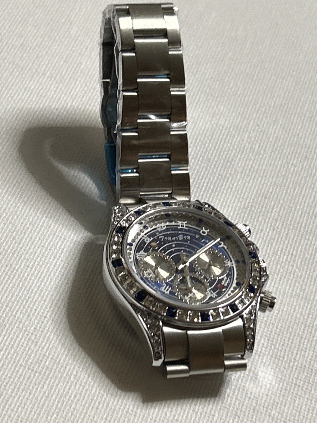 Stunning Celestial Blue Starry Dial Automatic Luxury Watch Blue Stainless