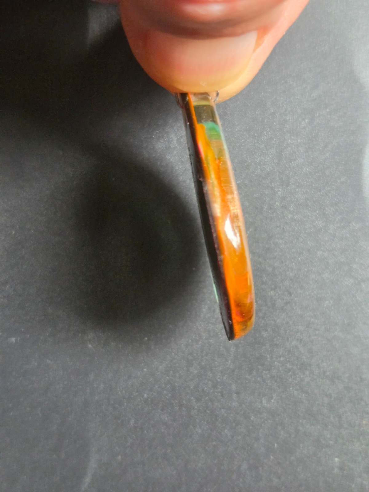 OOAK Aqua Orange Spiral Petri Effect Resin Teardrop Pendant N113