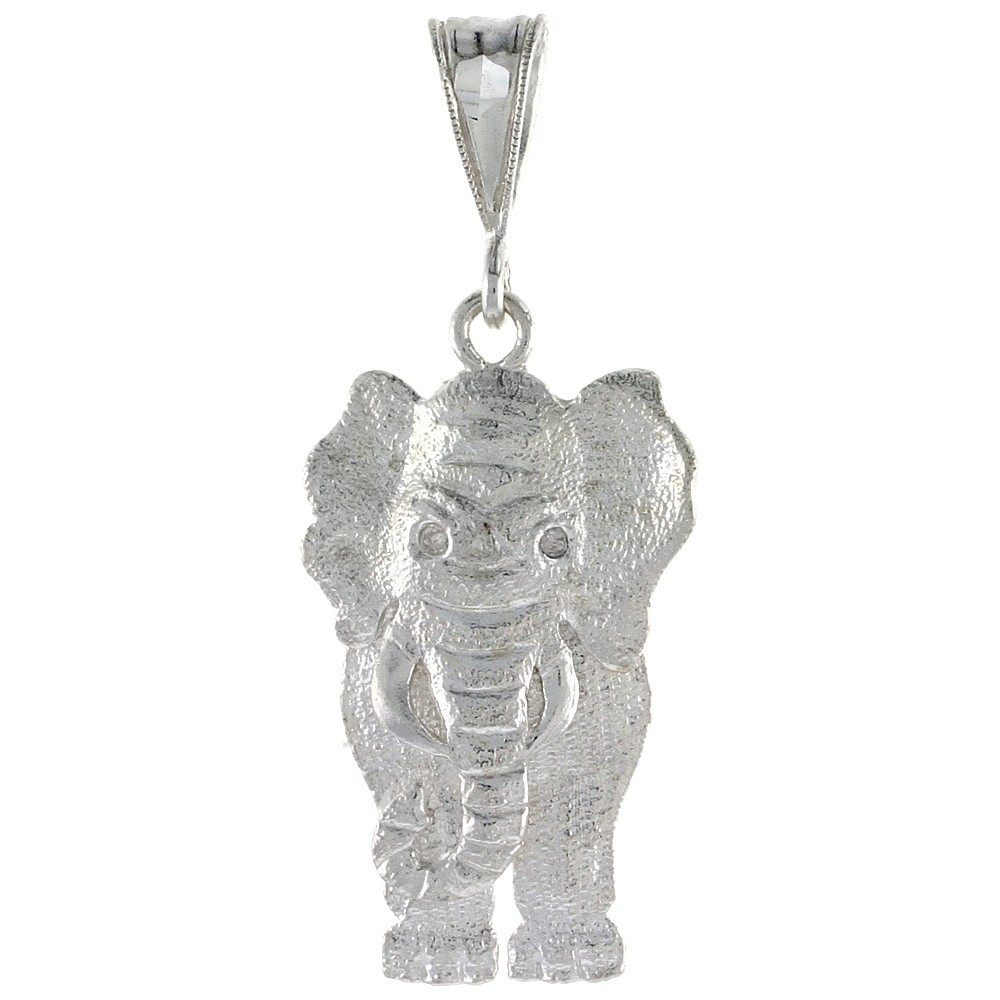 925 Sterling Silver Polished Movable Elephant Pendant 1 1/8 (28mm) Inch Tall