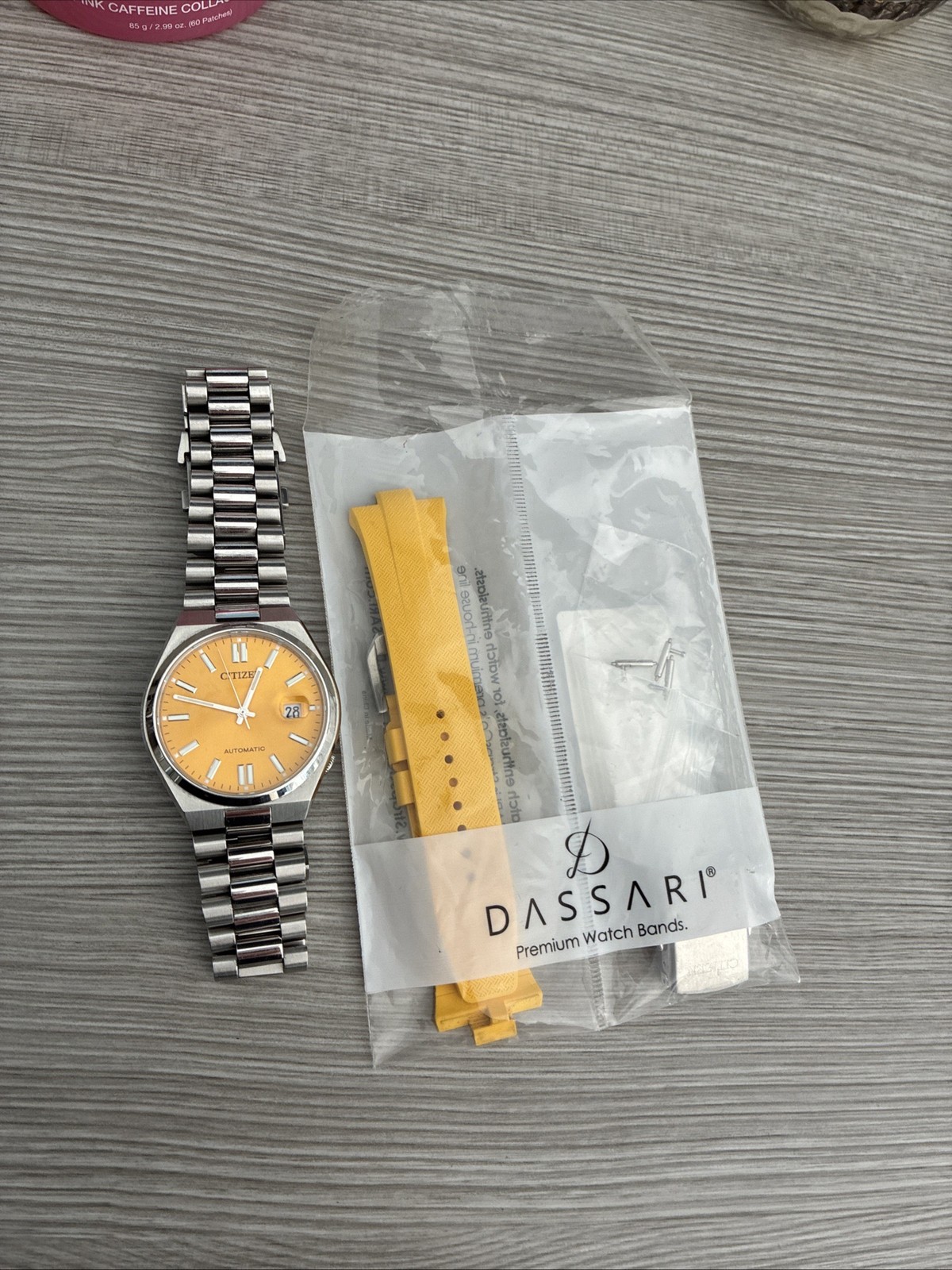 Citizen Men’s Tsuyosa Automatic Sunray Yellow Dial Watch – NJ0150-56Z + Strap