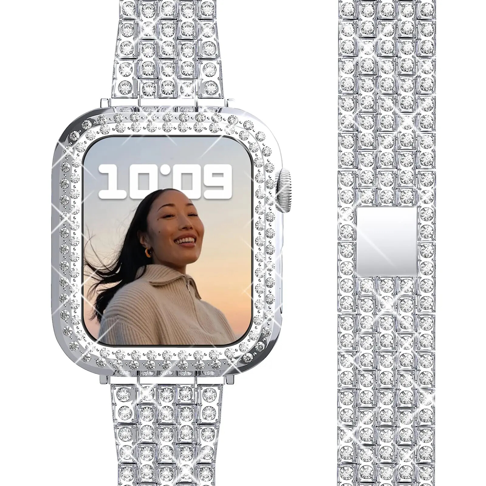 iWatch Band Strap+Bling Diamond Case Fr Apple Watch Ultra 11 10 9 8 7 6 5 4 SE 3