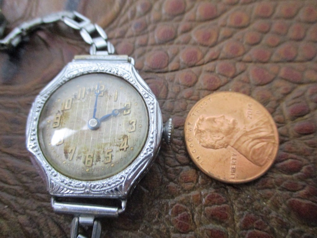 Vintage 1920s SLEDA Swiss Art Deco Watch – 6J 2 Adj – 14K RGP White Gold Case