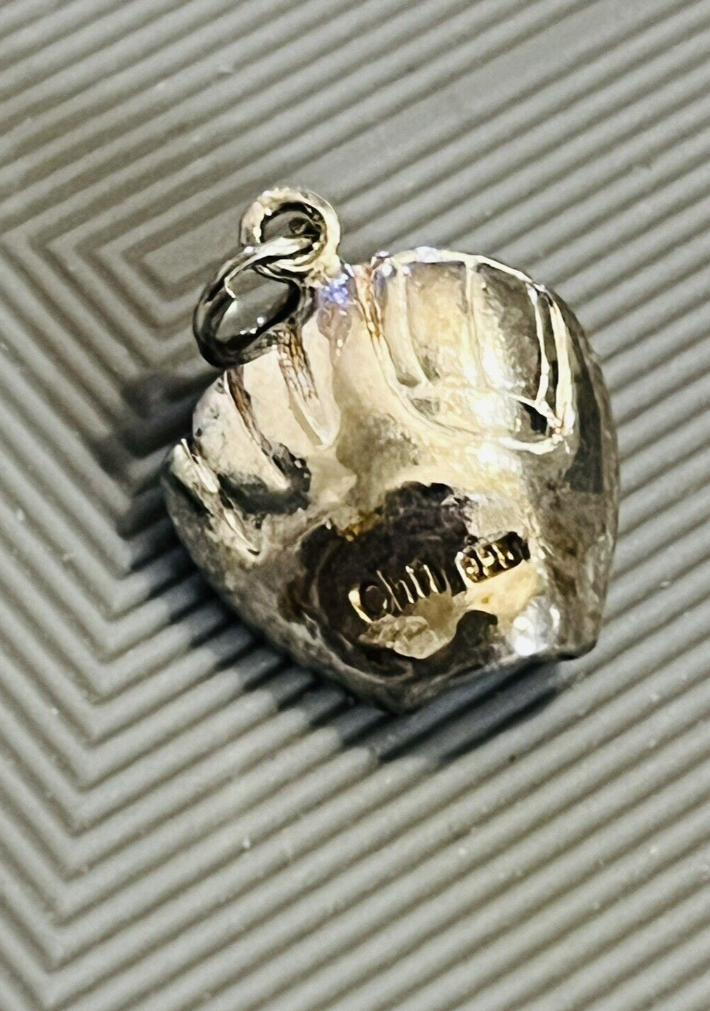 Sterling Silver 925 Baseball Mitt Glove with Ball Pendant Charm 3 Grams 1/2”