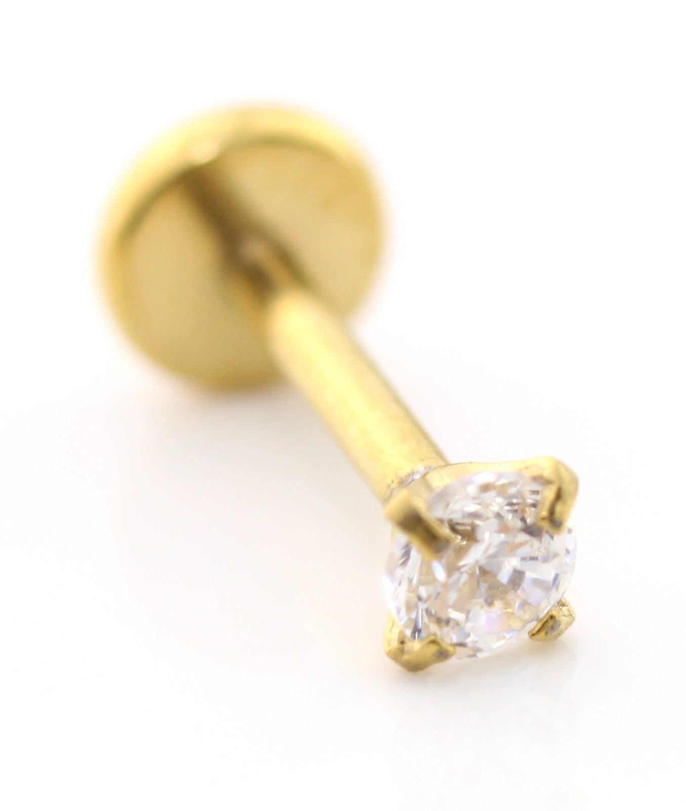 Gold PVD Threadless Flat Back Stud Earring-Cartilage Nose Ring-Tragus Piercing