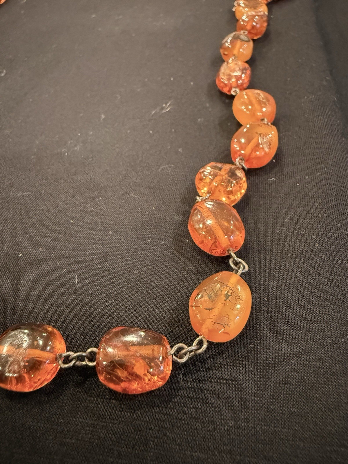 Vintage Genuine Amber Bead Necklace Large Cognac Honey Orange 82g Estate
