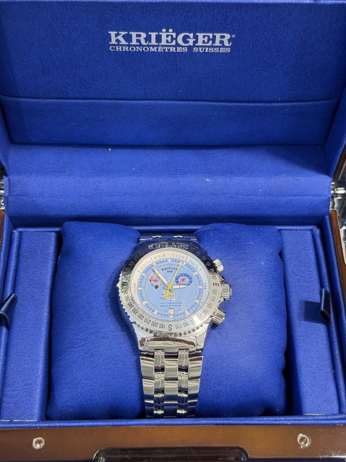 Krieger Tidal Chronoscope 800M Swiss Made Men’s Watch New Box & Papers