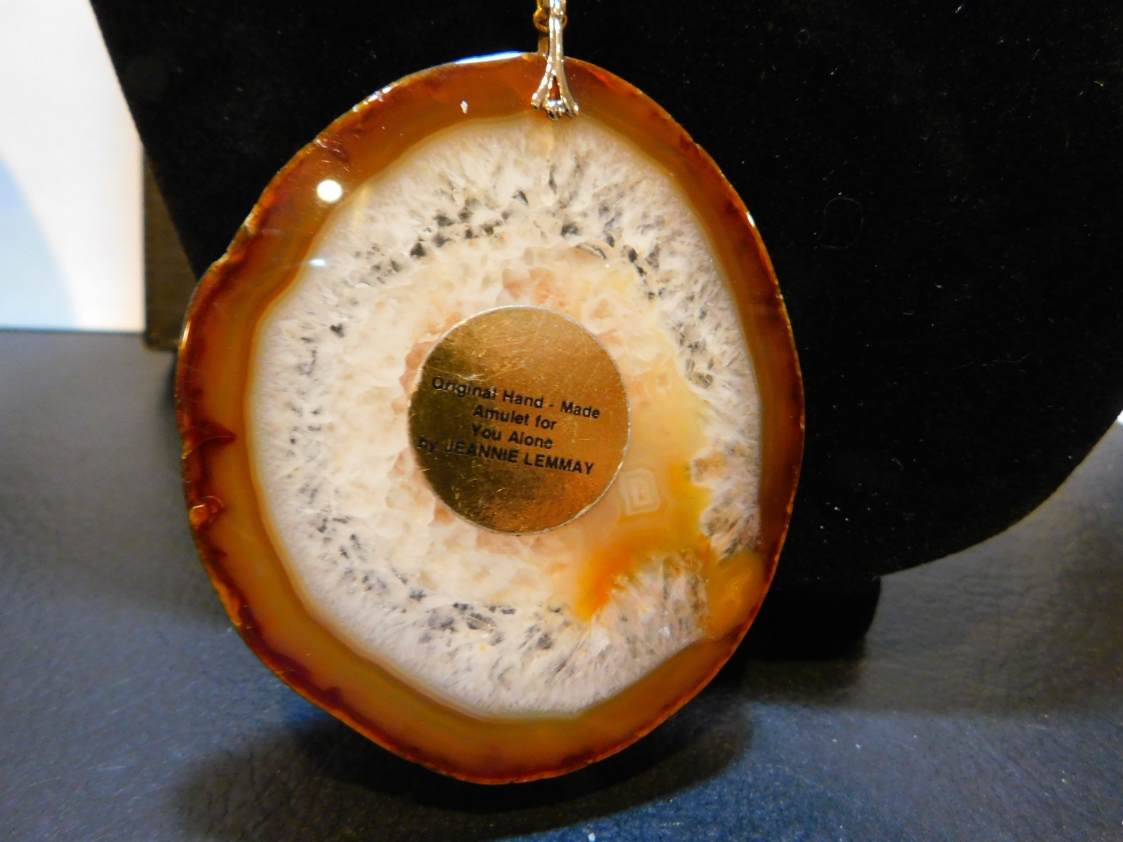 Amulet(3″) Pendant on a 23″ Gold Tone Chain Necklace See Photos