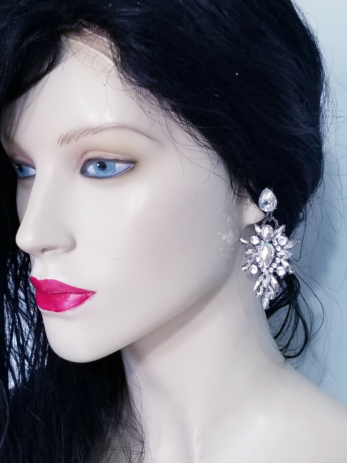 Chandelier Earrings Clear Rhinestone Crystal 2.8 in