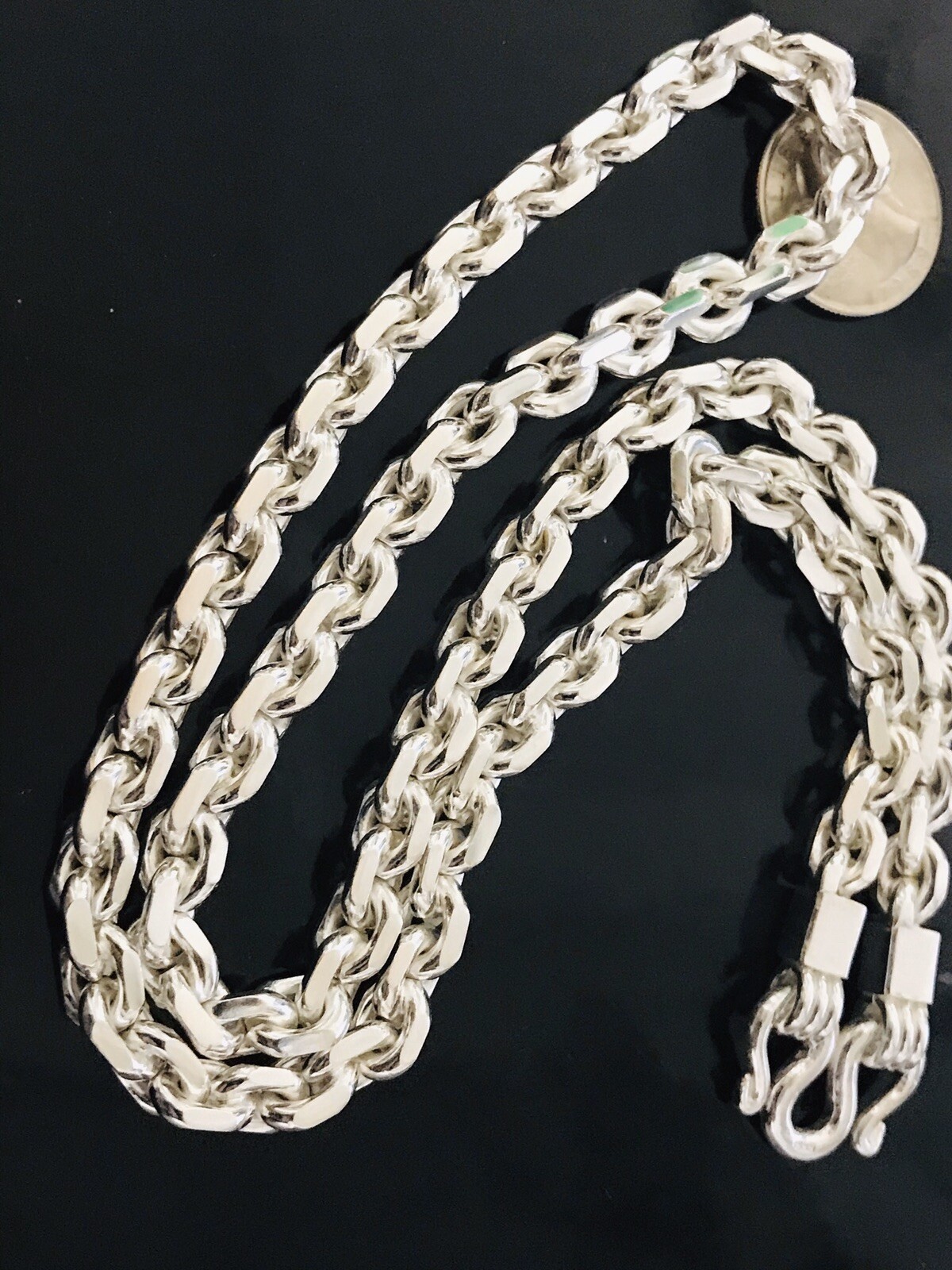 999 FINE silver Handmade anchor link Chain Necklace Approx 100.00 Grams 24 inch