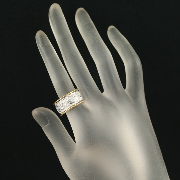 Auth Carrera y Carrera Ring Diamond Ronda Angel Heart US6-6.25 18K YG/WG