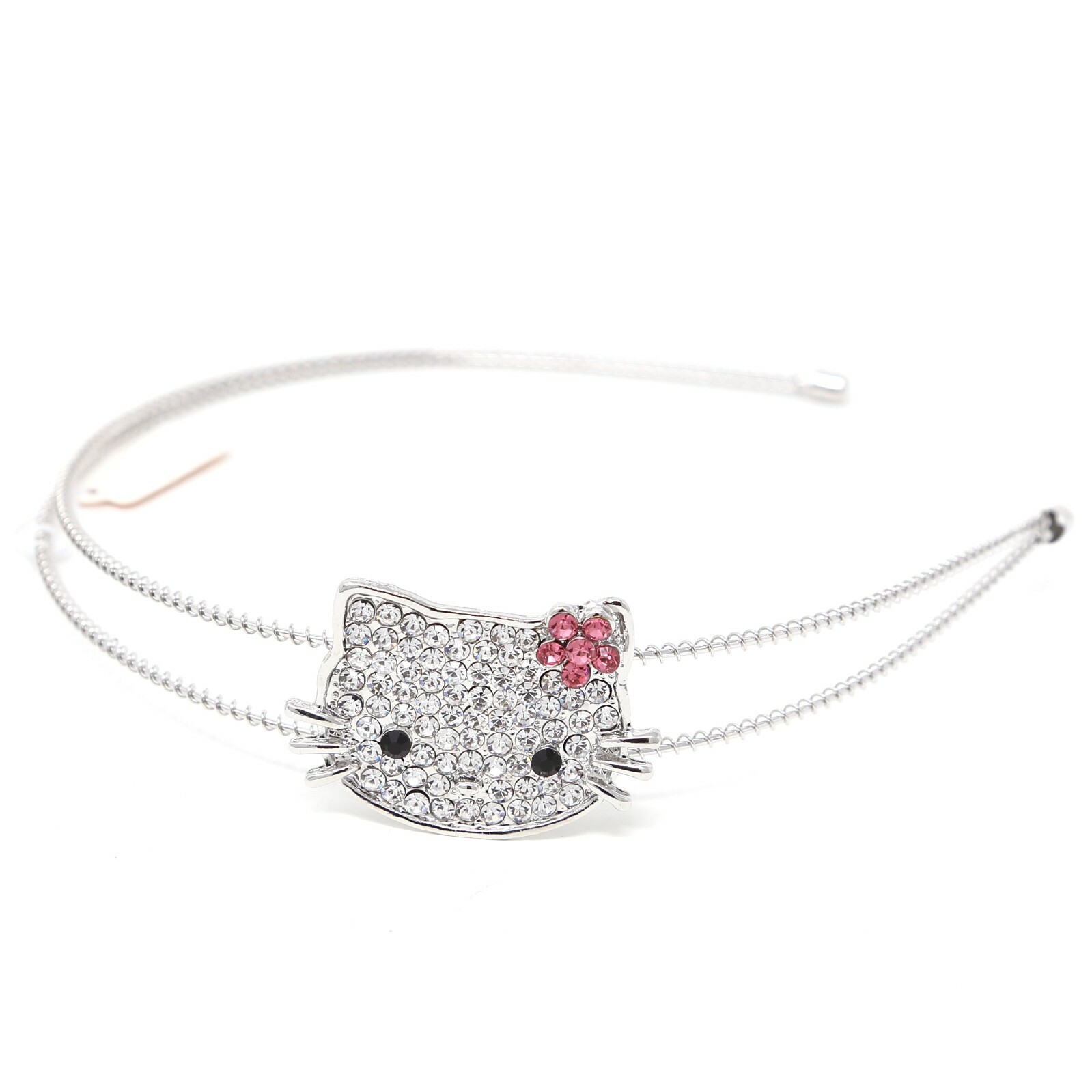 NEW Silver Metal Crystal Rhinestones Cute Kitty Cat flower Headband Hair Band