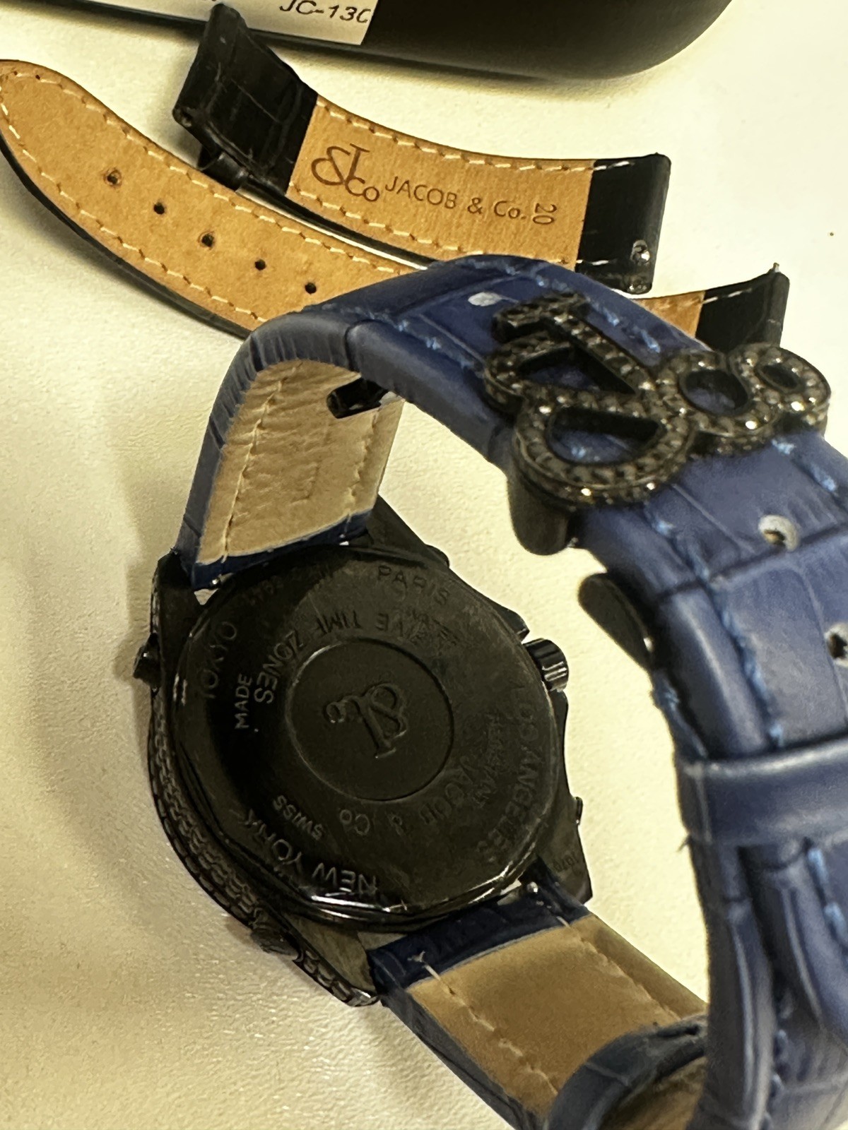 Jacob & Co 5 Time Zone Full Iced Out Factory Black Diamond PVD 40mm Watch JC-130