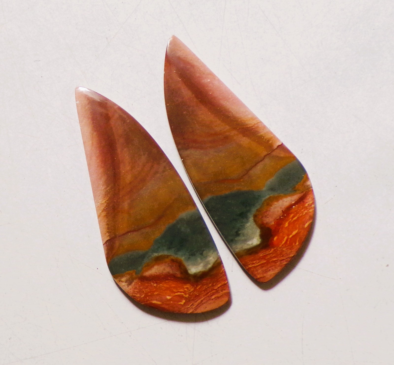 31.20 Cts Natural Polychrome Jasper Cabochon Match Pair Gemstone 41X17MM 23