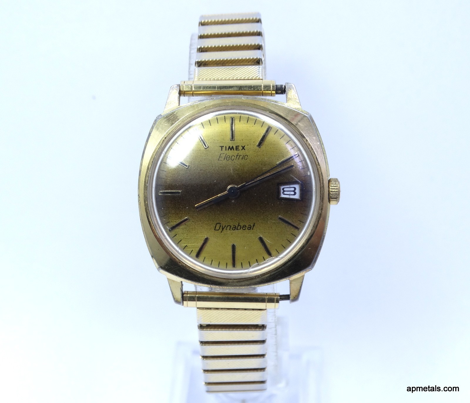 Vintage 1970’s TIMEX ELECTRIC DYNABEAT Gold Toned 1500A Quartz Watch