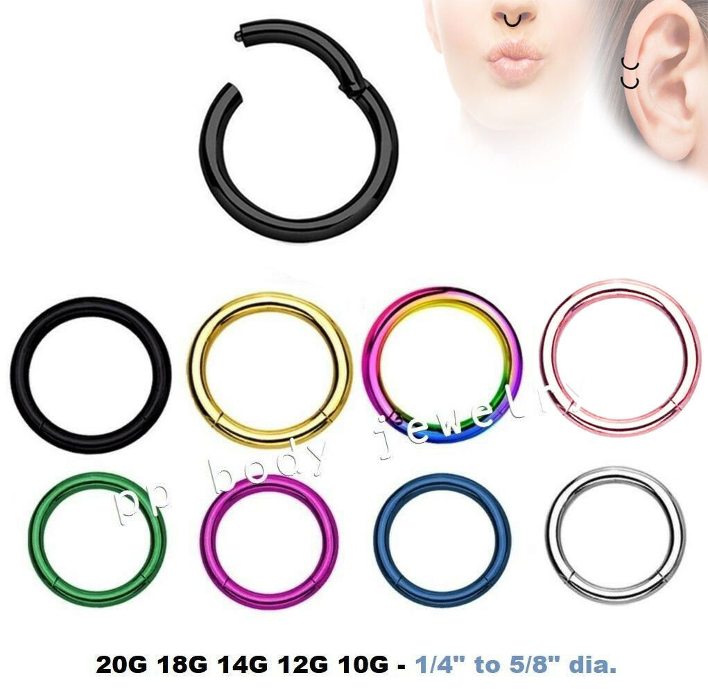 Hinged Seamless Segment Ring Cartilage Nose Hoop Labret Earring Septum