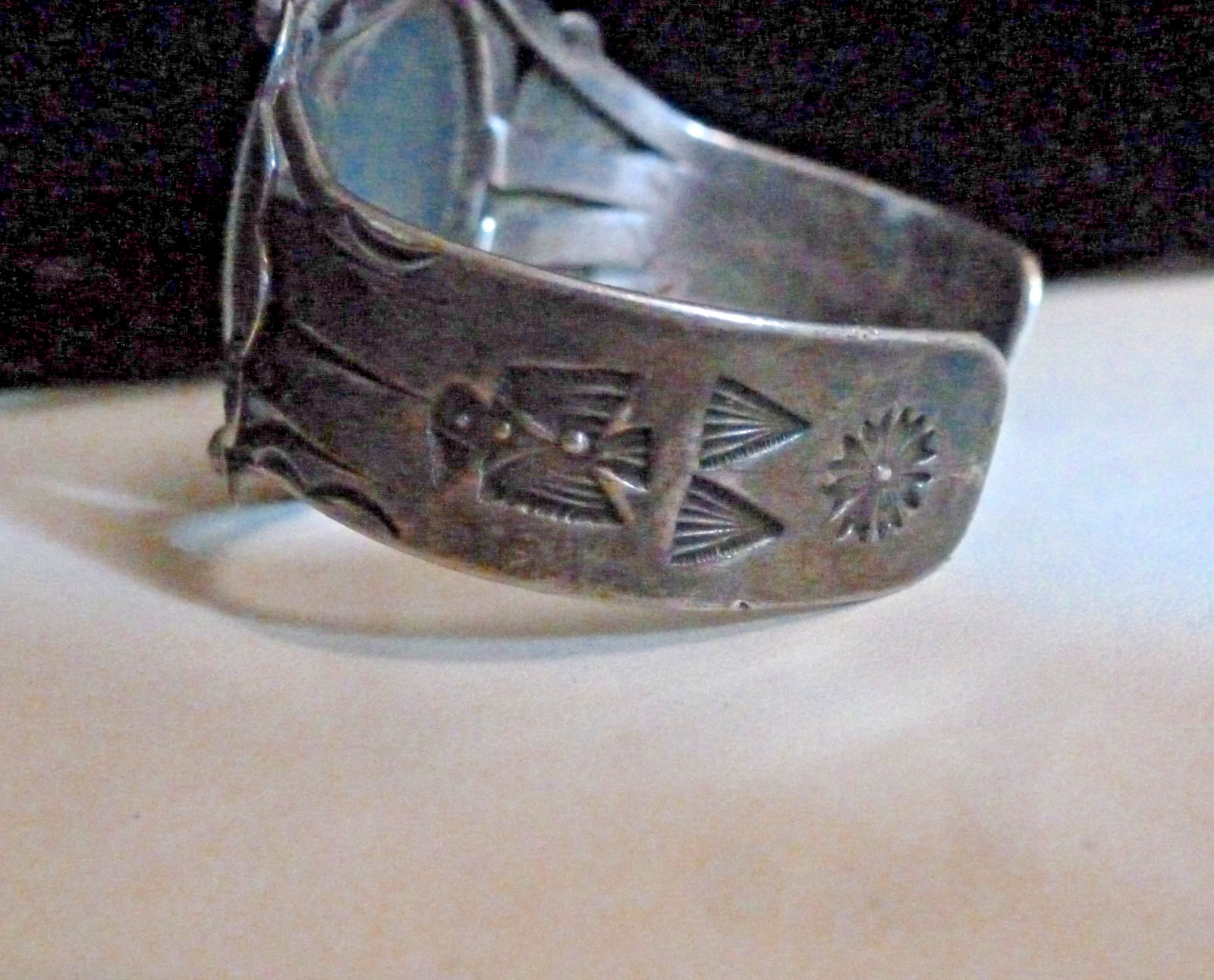 Sterling Navajo Fred Harvey Era Cuff Bracelet Agate Thunderbirds Bracelet