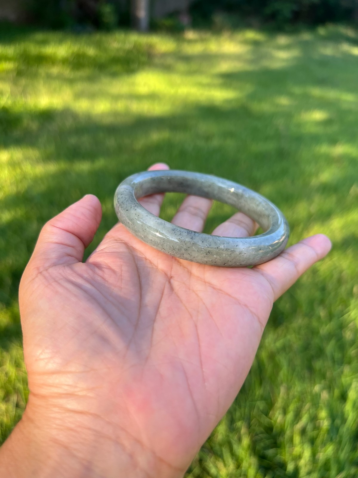 XXL 64mm Qinghua Sesame Nephrite Jade Bangle Bracelet H407 2