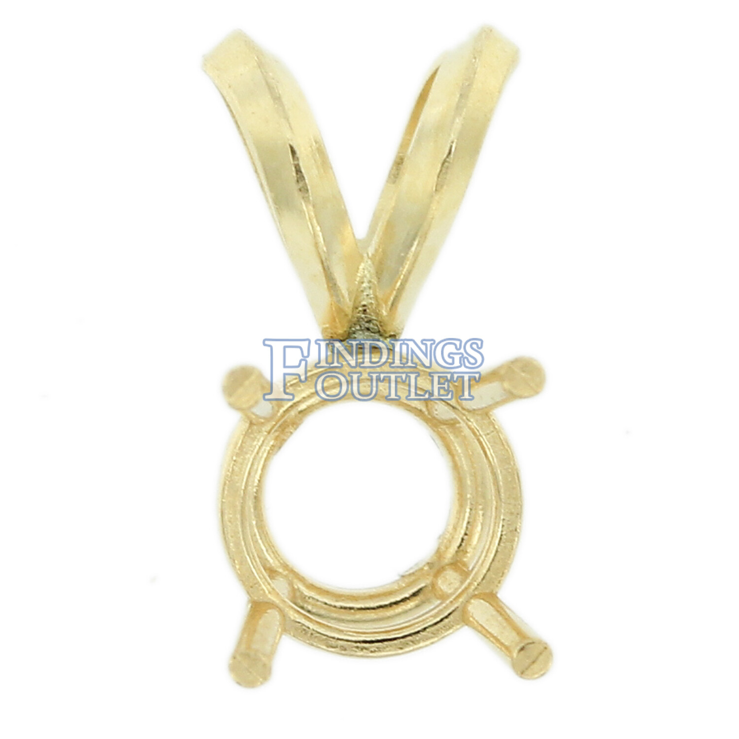 14K Yellow Gold Round Pendant Setting Rabbit Ear Bail Mounting 0.05ct – 5.00ct