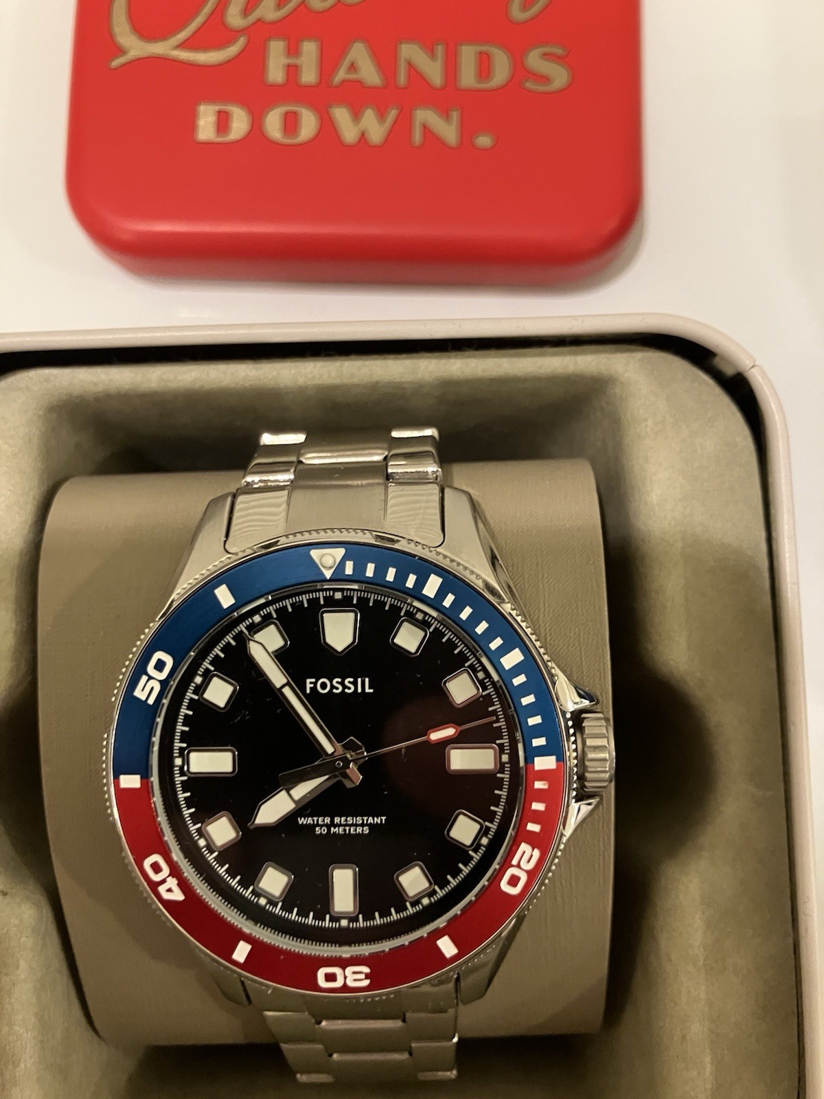 Fossil Men’s Watch Dalton Silver, Pepsi Bezel, Miyota 2035 Movement! New In Box