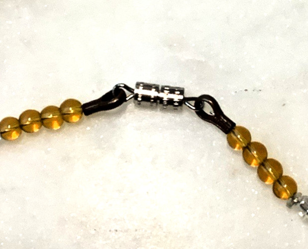 Vintage Wedding Cake Bead Necklace Gold Hand Blown Foil Glass Italy Lampwork