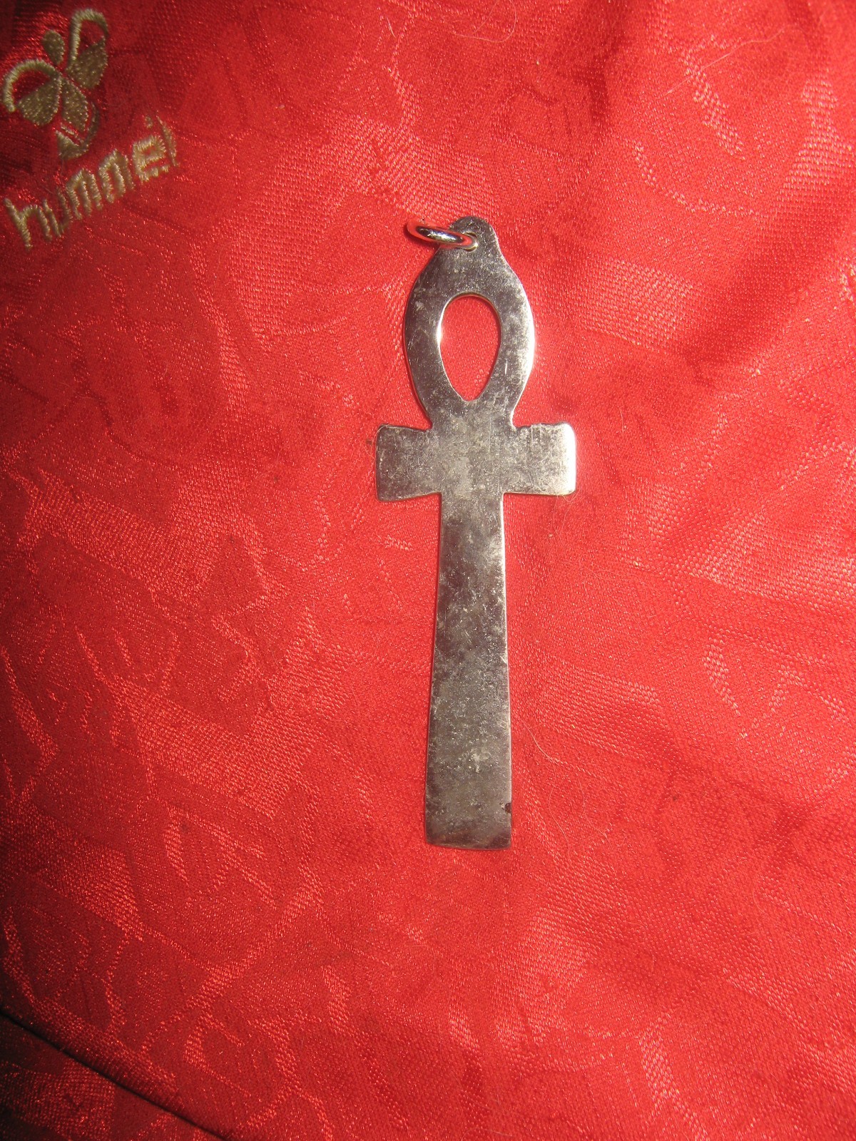 LARGE 60MM 17 GRAMS SILVER PLATED EGYPTIAN ANKH TUT PENDANT CHARM NECKLACE