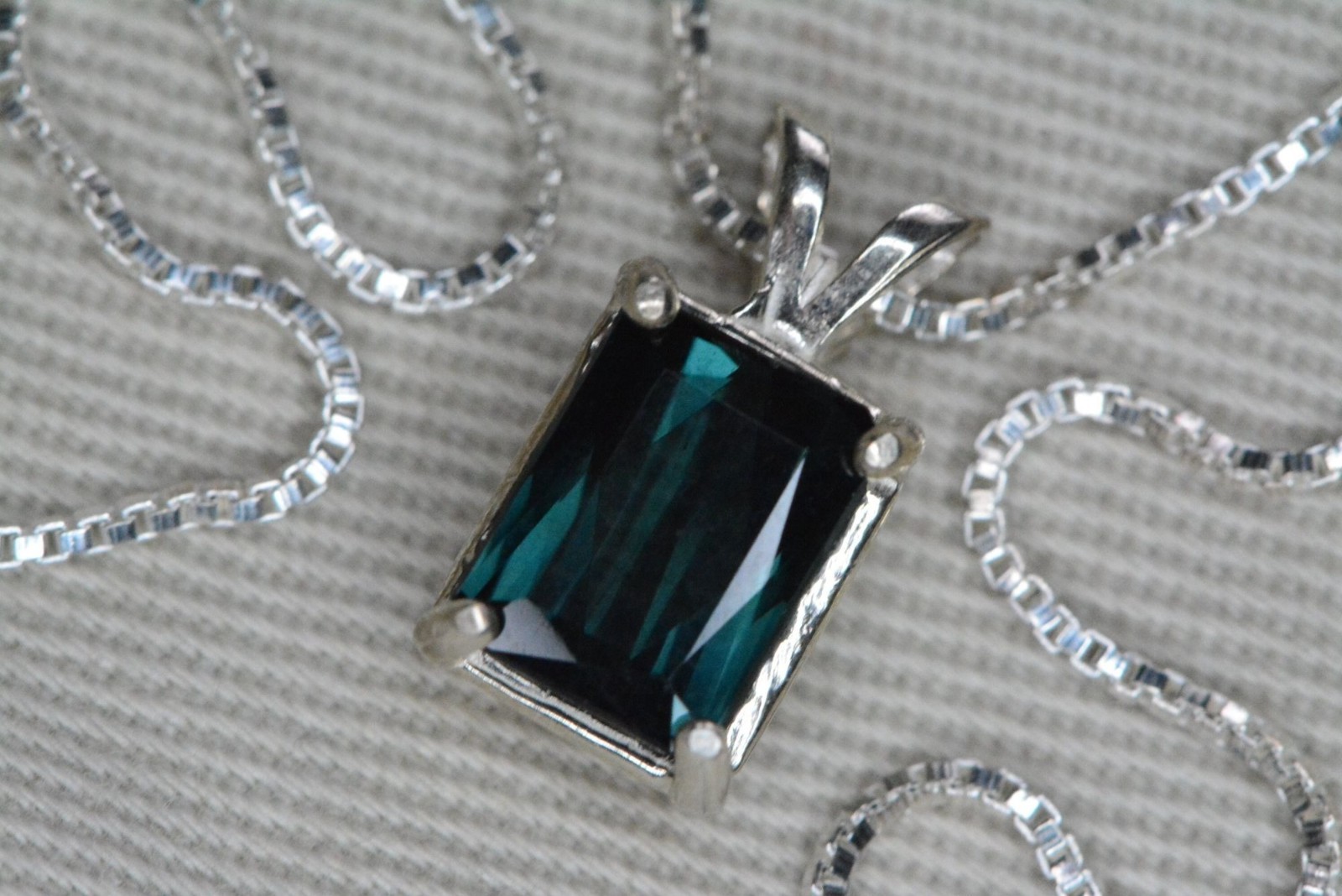 Certified Indicolite Tourmaline Necklace 1.48ct Sterling Silver Pendant IT18