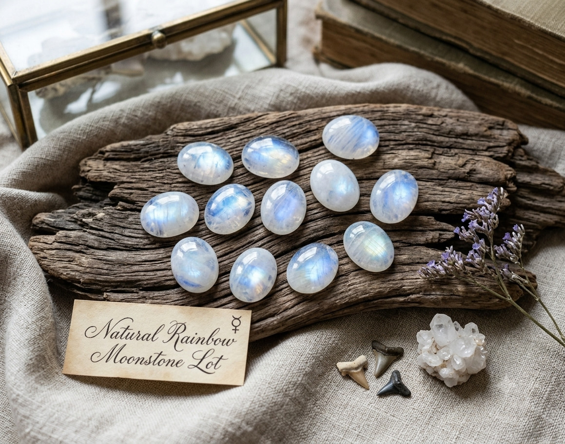 Natural Rainbow Moonstone Cabochon Oval Shape Loose Gemstone For Jewelry Making
