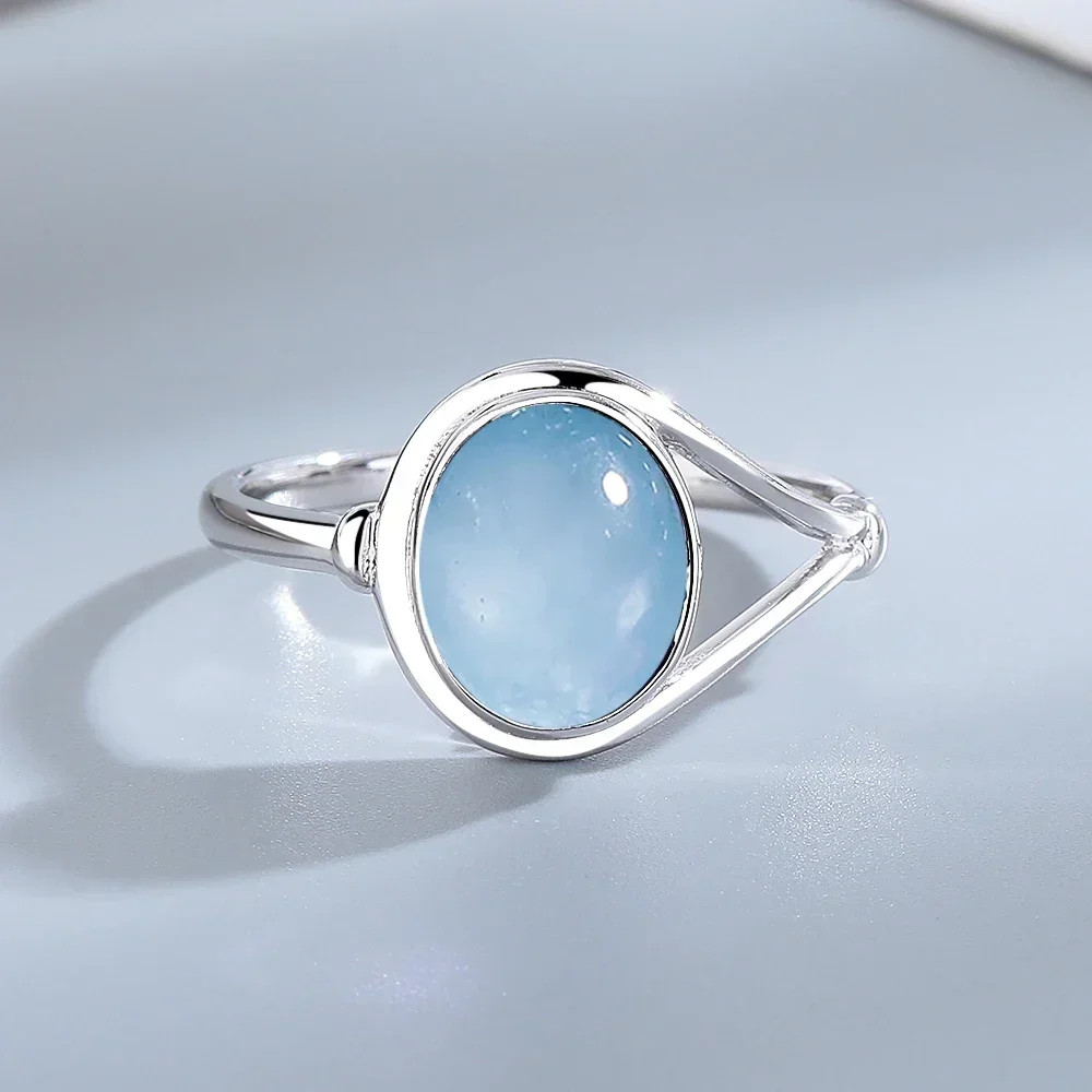 Moonstone Ring Sterling Silver Oval Tension Mount Vintage Wedding Women Jewelry