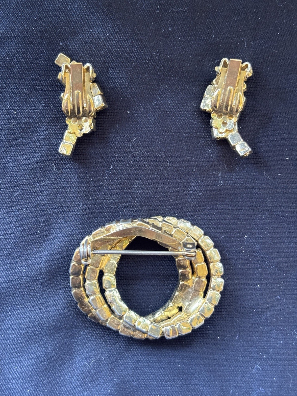 Vintage Rhinestone Earrings & Brooch Jewelry Sets