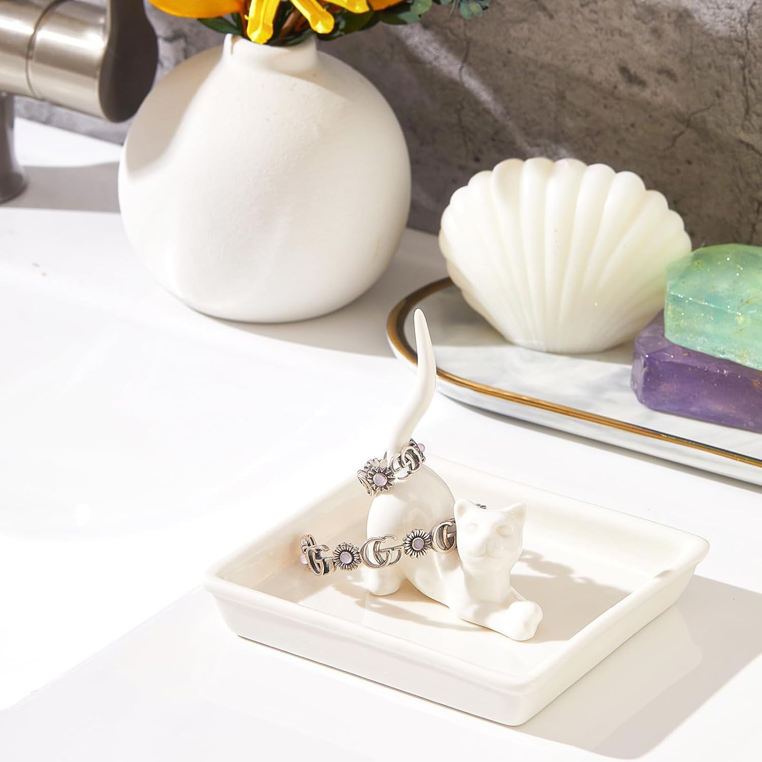Elegant Polished Cat Jewelry Tray – Ideal for Mother’s Day & Birthdays