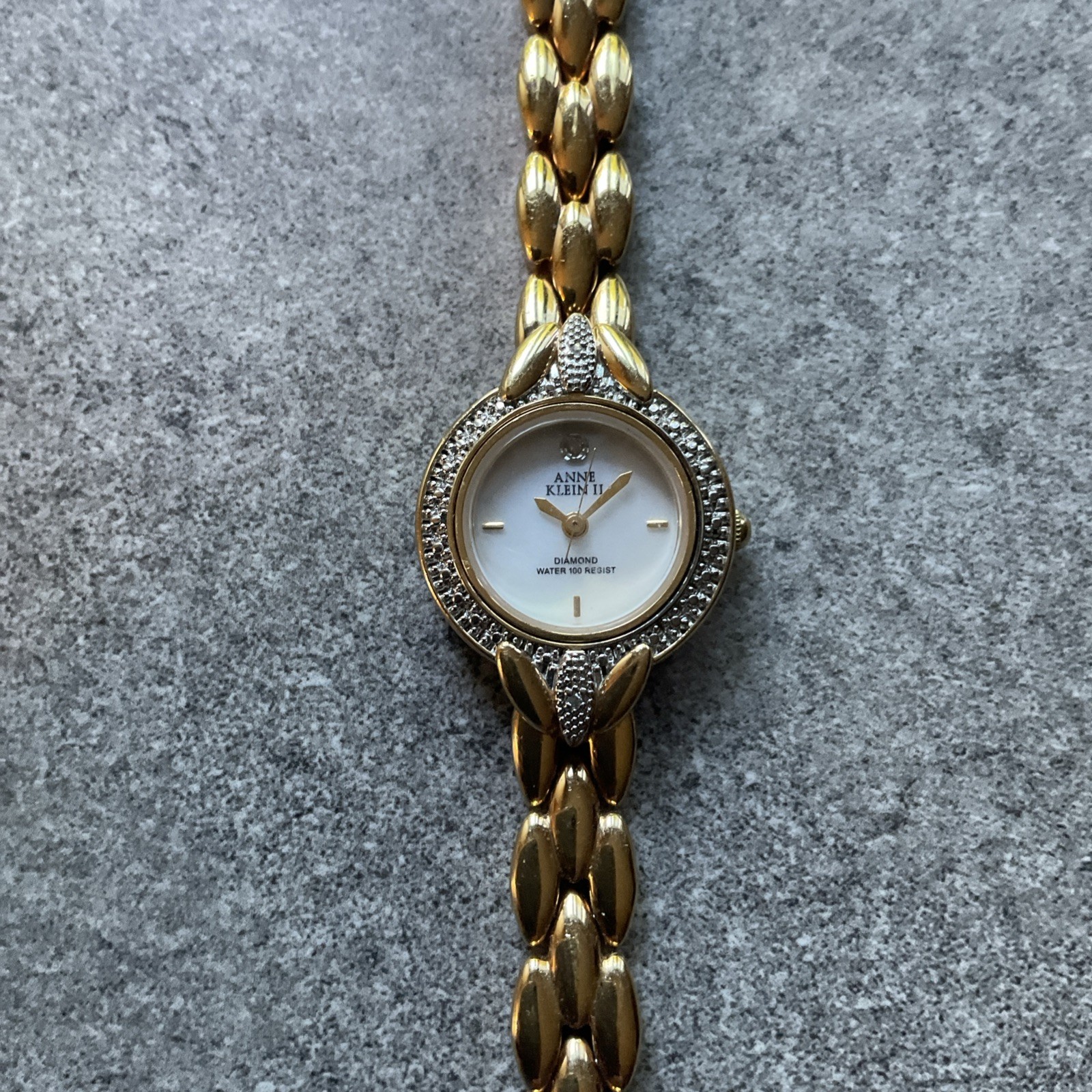 Anne Klein Womens Watch 10/3622 22mm Gold Tone Case/Band W/Diamond Accents B-P