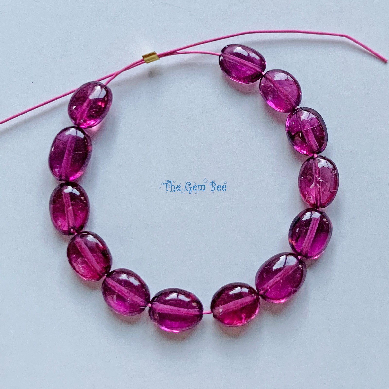 Berry Pink Rhodolite Garnet Smooth Oval Nugget Beads 3 Inch strand