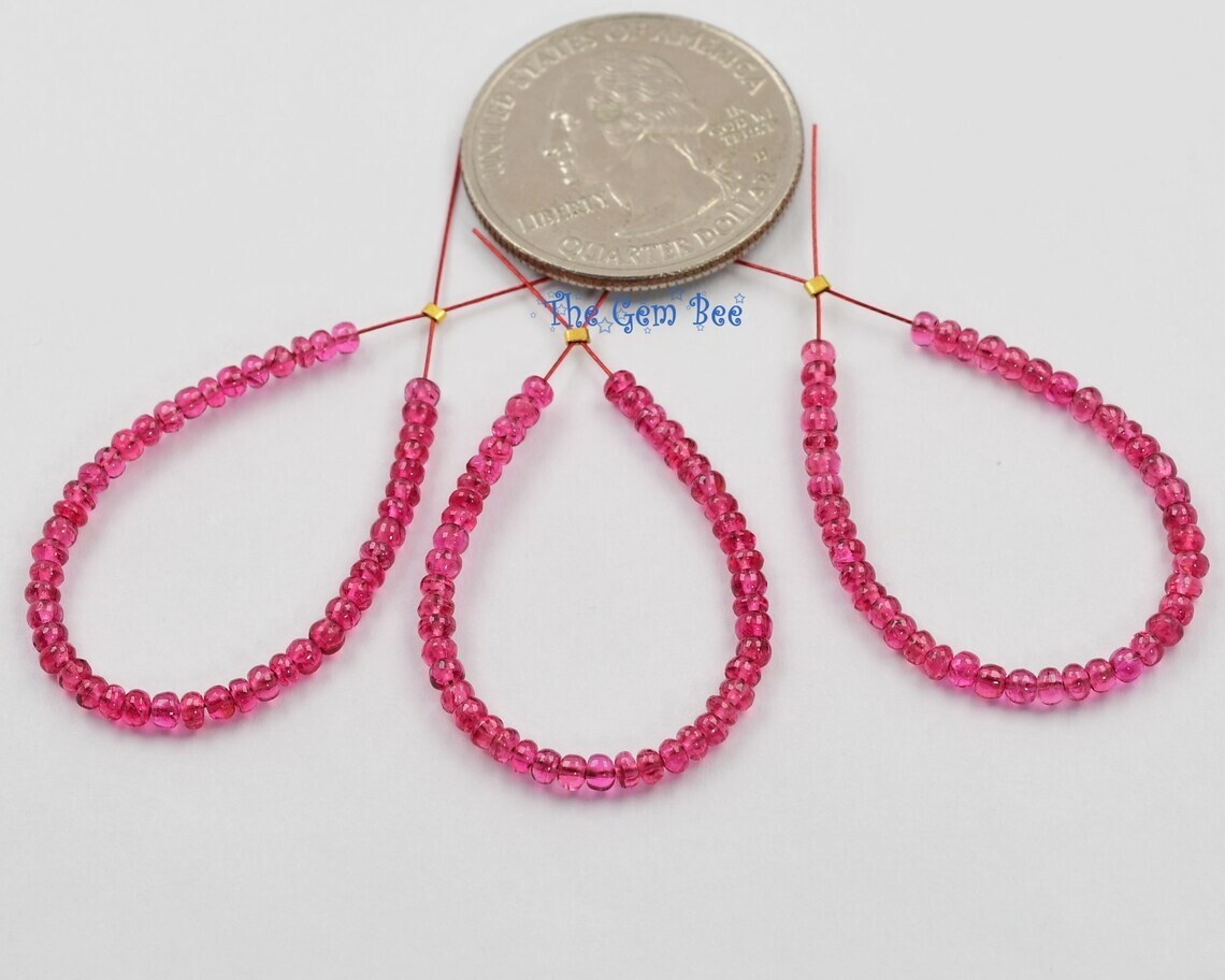 2.5mm No heat Neon Hot Pink Burmese Jedi Spinel Smooth Rondelle Beads 3 inch