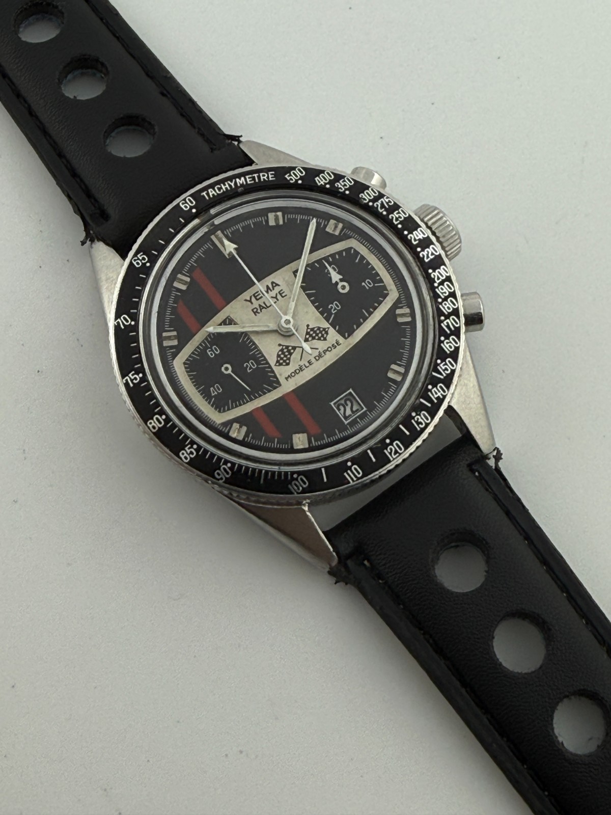 VINTAGE YEMA RALLYGRAF “MARIO ANDRETTI” MANUAL WIND CHRONOGRAPH VALJOUX 7733