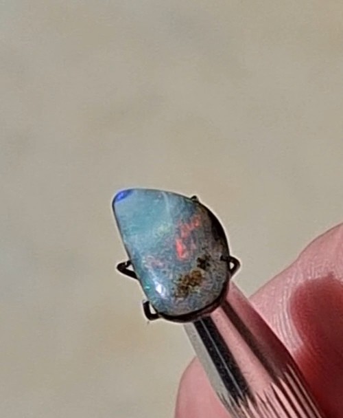 3.7ct Queensland Boulder Opal Natural Opal Gem, multicolour crystal faced.